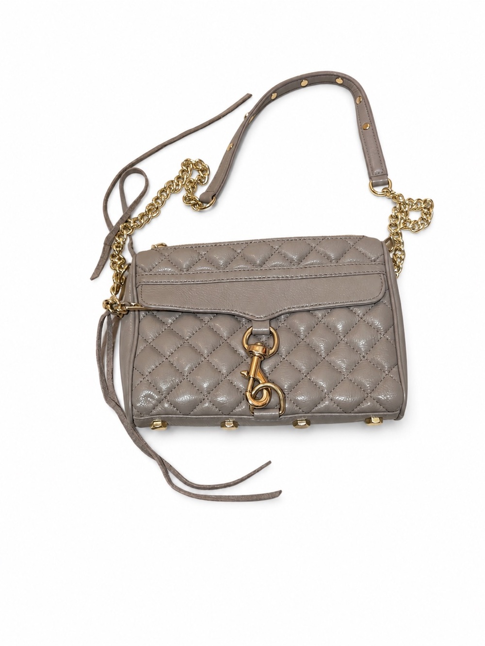 Rebecca Minkoff Quilted Taupe Shoulder Bag with Gold Hardware